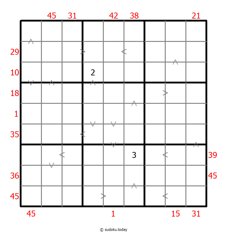 Hybrid Sudoku ( X Sums + Greater Than )