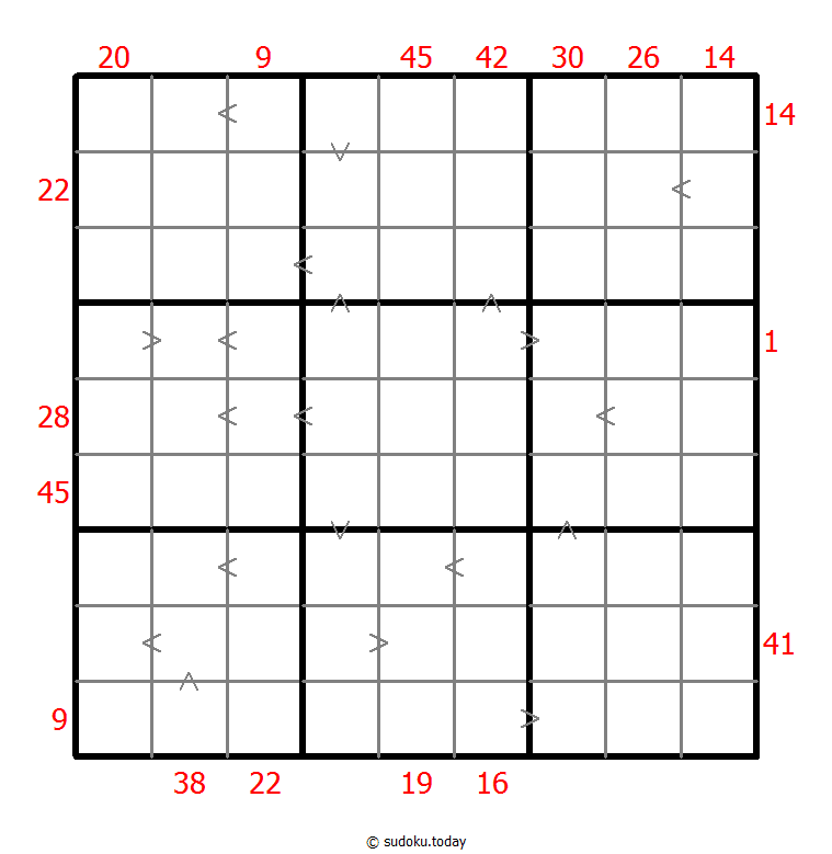 Hybrid Sudoku ( X Sums + Greater Than )